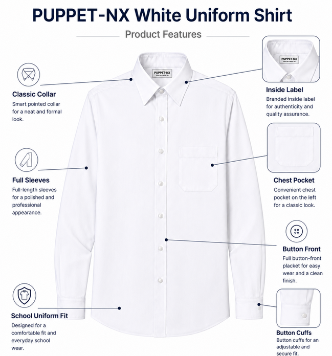 White Uniform Full Sleeves Shirt