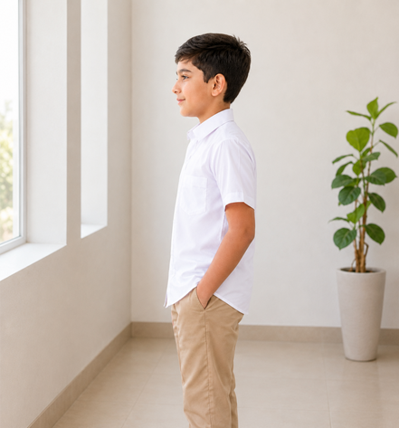 White Half-Sleeve School Uniform Shirt