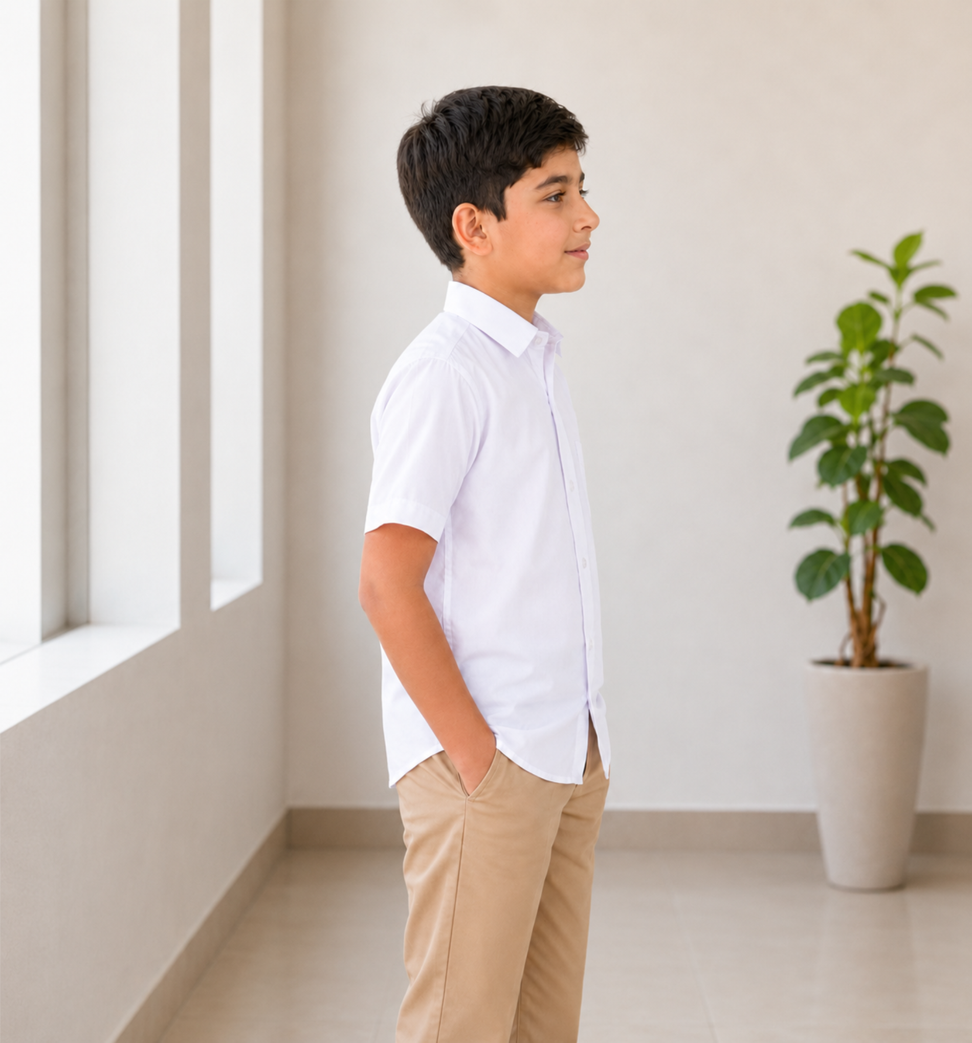 White Half-Sleeve School Uniform Shirt