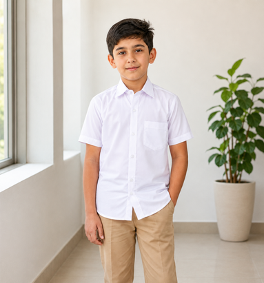 White Half-Sleeve School Uniform Shirt