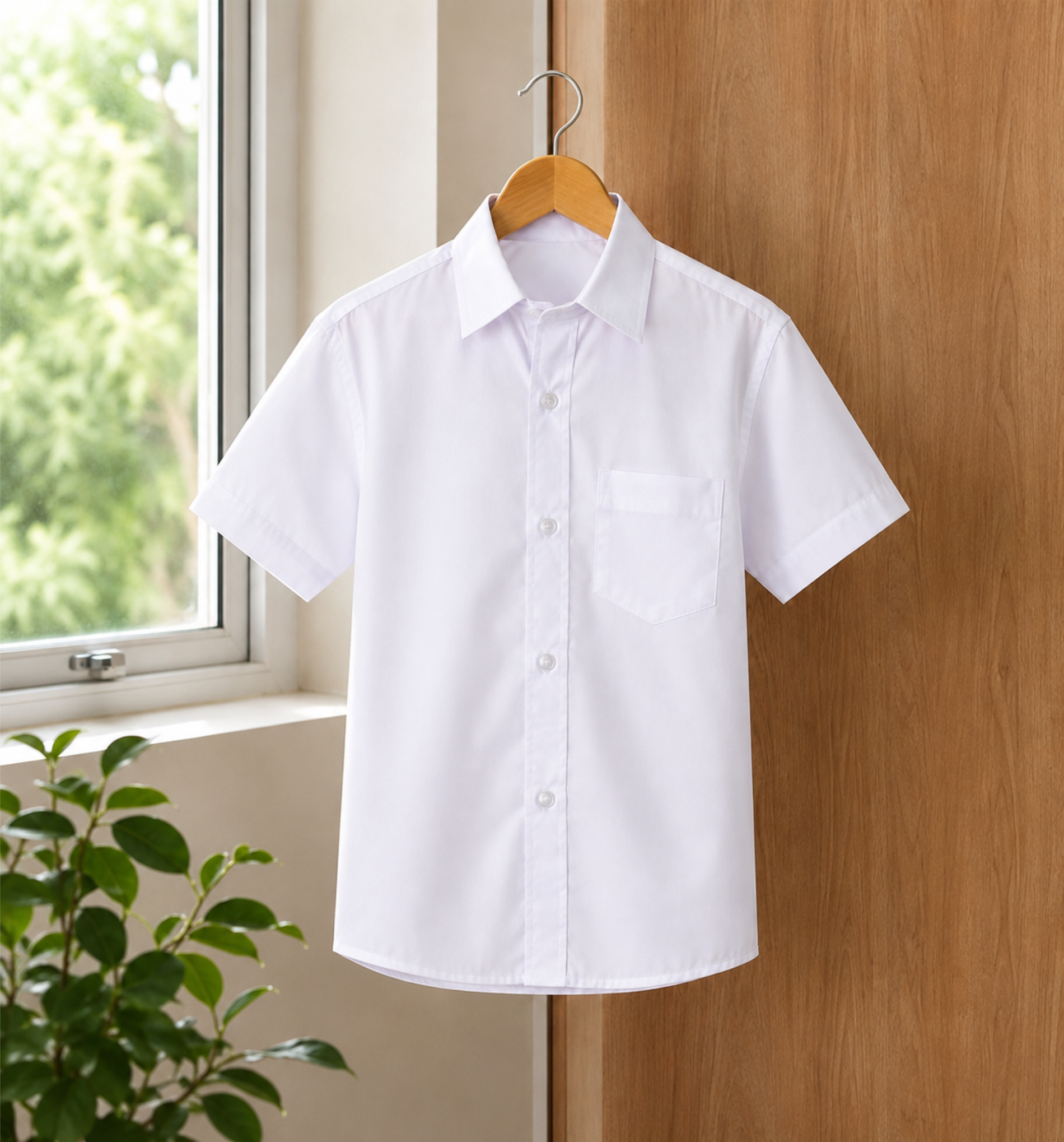 White Half-Sleeve School Uniform Shirt
