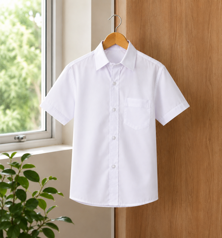 White Half-Sleeve School Uniform Shirt