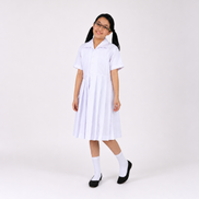 White Pleated School Uniform Frock
