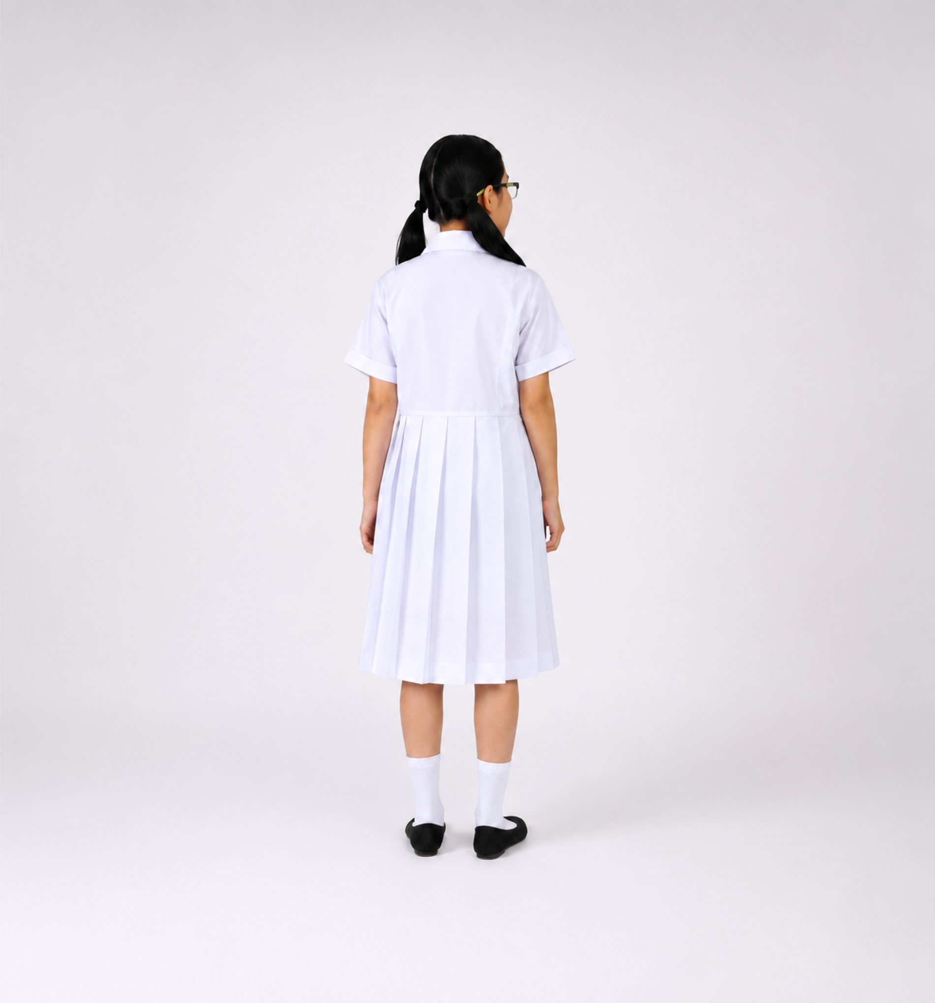 White Pleated School Uniform Frock