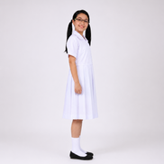 White Pleated School Uniform Frock