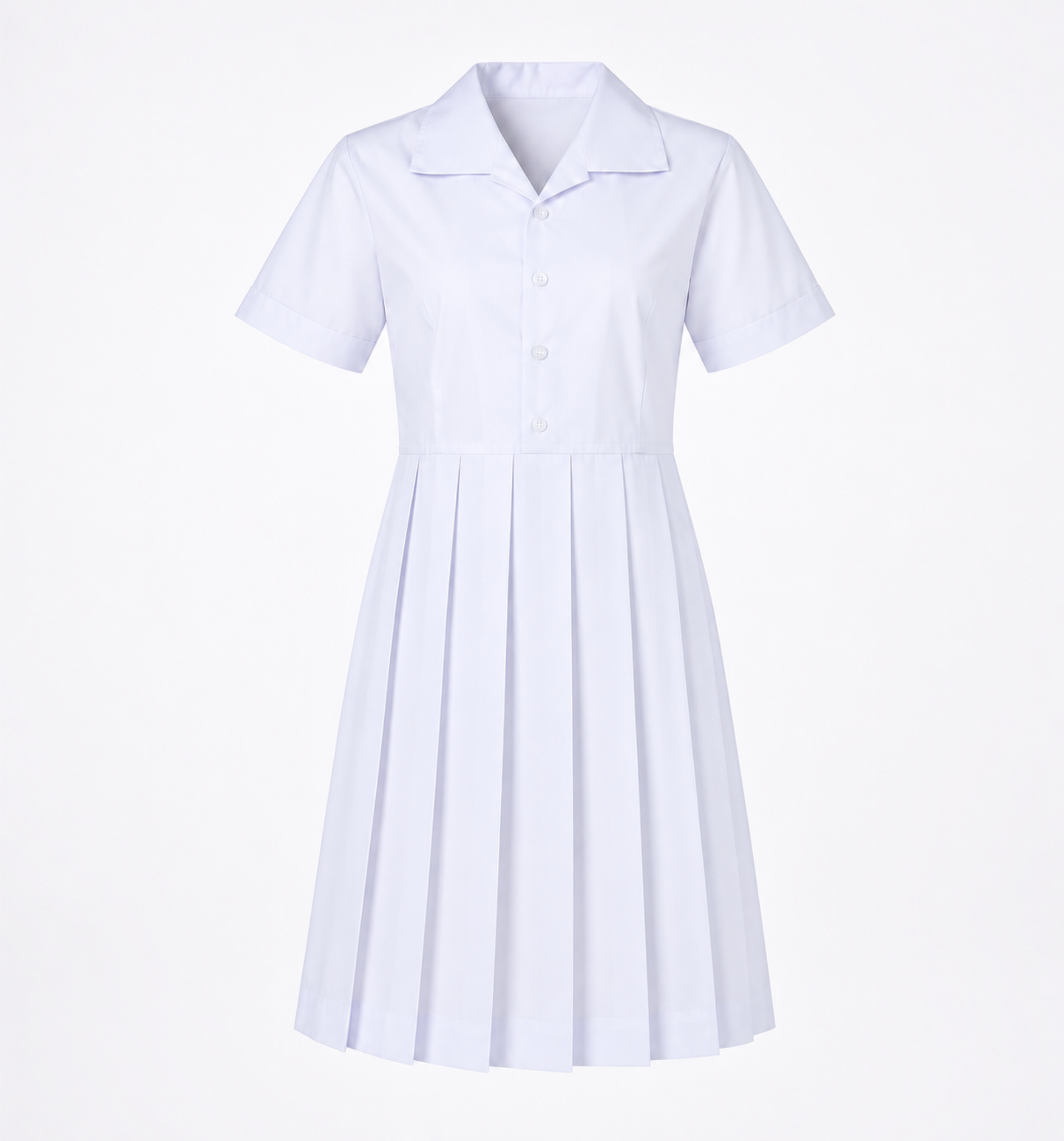 White Pleated School Uniform Frock