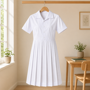 White Pleated School Uniform Frock