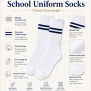White School Socks with Navy Blue Stripes
