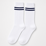 White School Socks with Navy Blue Stripes