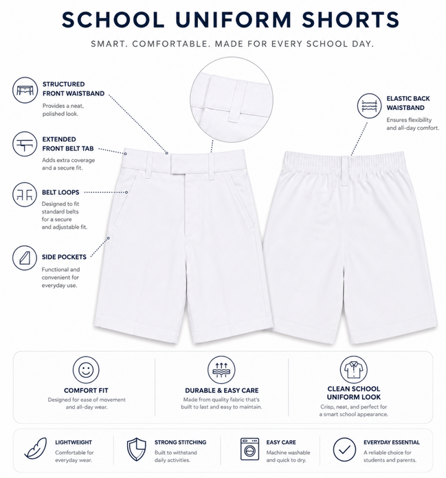 White School Uniform Shorts