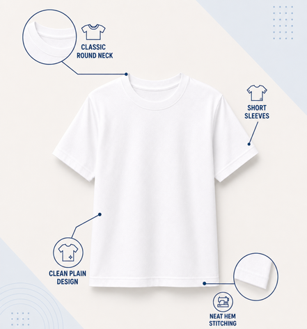 KG White Round-Neck Uniform T-Shirt