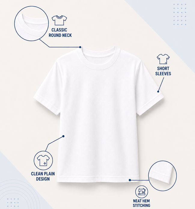 KG White Round-Neck Uniform T-Shirt