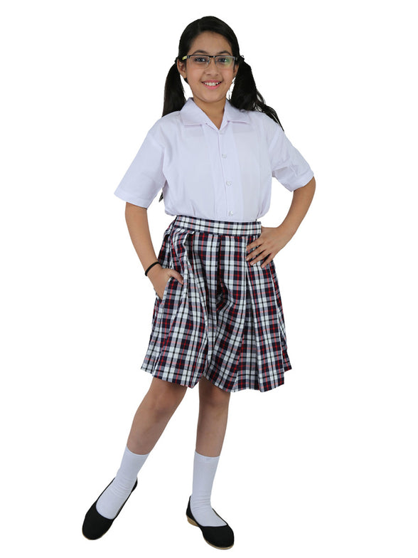 White Blue Checks Skirt