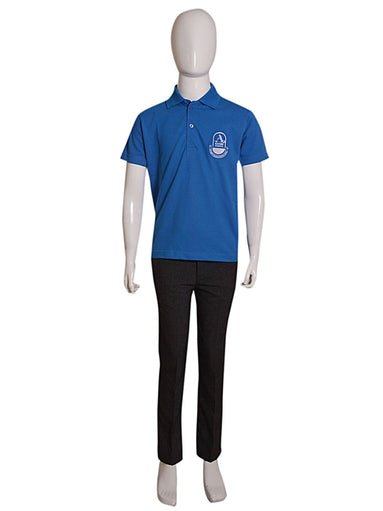 Blue  A-One School Collared  T-Shirt with Black Trousers - Uniform Set