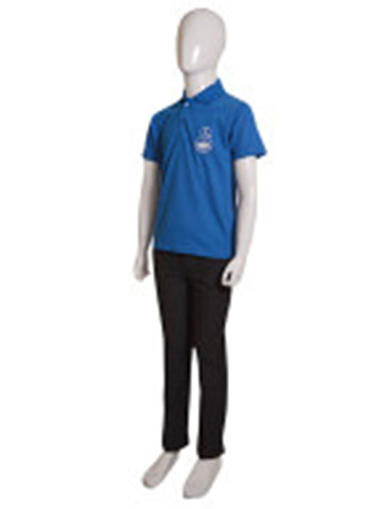 Blue  A-One School Collared  T-Shirt with Black Trousers - Uniform Set