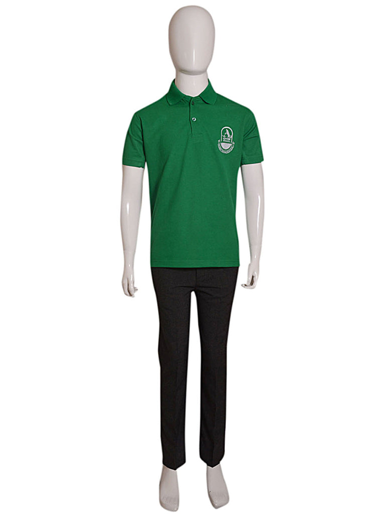 Green Collared T-Shirt for A-ONE School | Comfortable & Durable Kids' Uniform