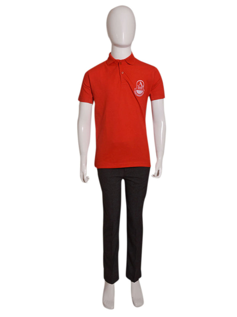 Red Collar T-Shirt for A-ONE School | Comfortable & Durable Kids' Uniform
